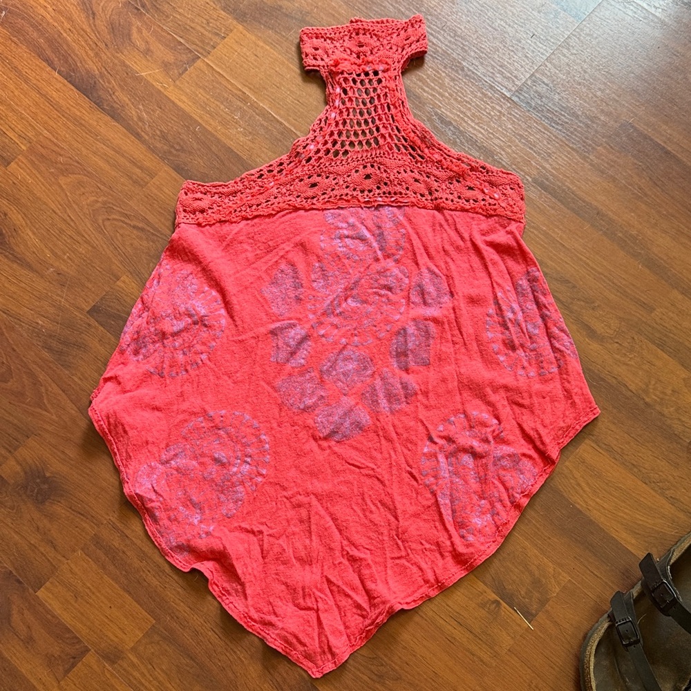 Free People Red and Purple Crochet Tank Top